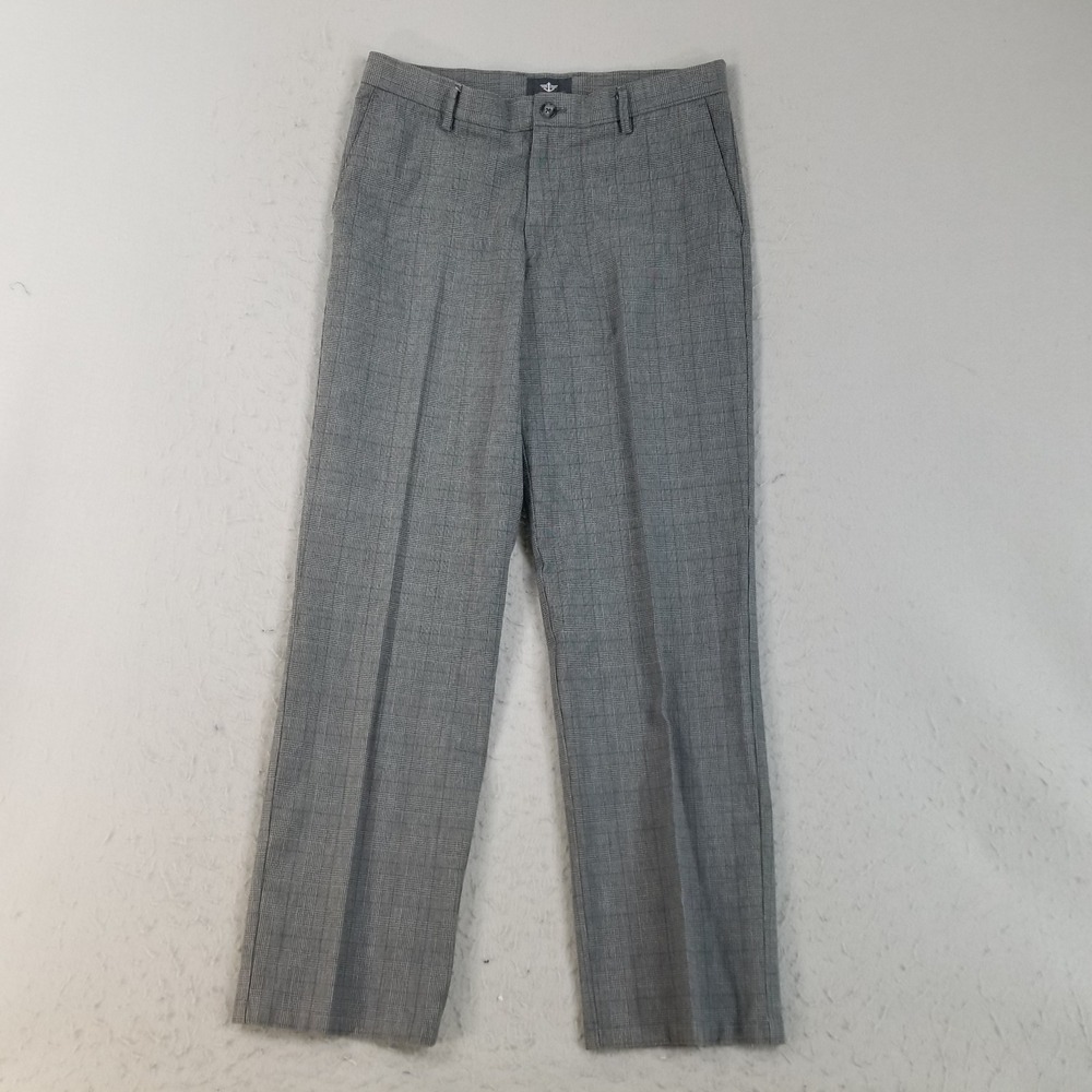 Dockers Pants Mens 33x32 Grey Glen Plaid‎ Straight Fit 100% Cotton Trousers